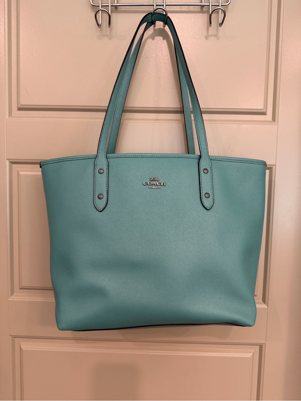 Coach Aqua Saffiano Leather Tote